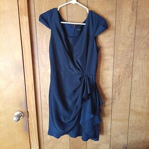 Chequer Black Sleeveless Ruffle Side Cocktail Dress Size 4